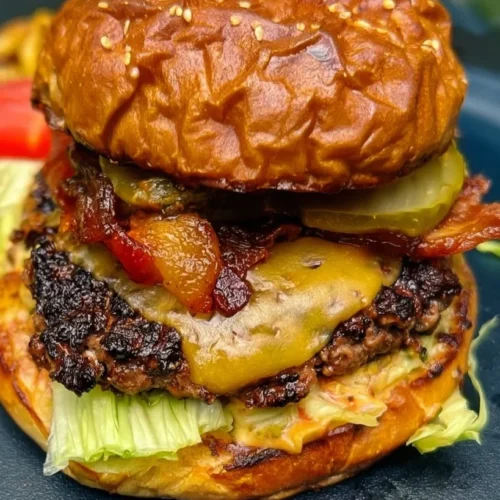 Blackstone Griddle Burgers with Bacon and Cheddar
