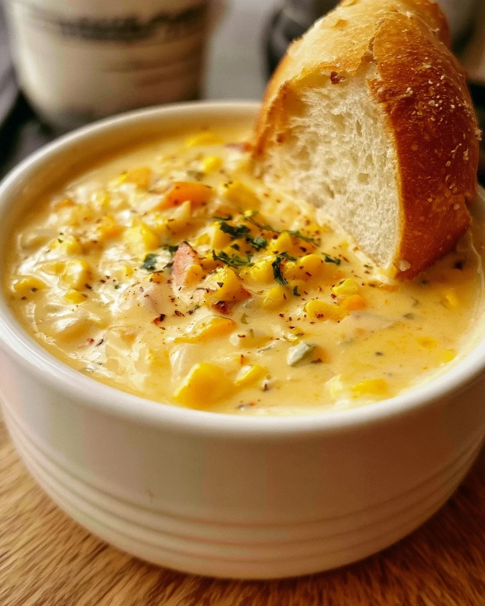 Cheddar and Monterey Jack Corn Chowder with Bacon 3 Cheddar and Monterey Jack Corn Chowder with Bacon