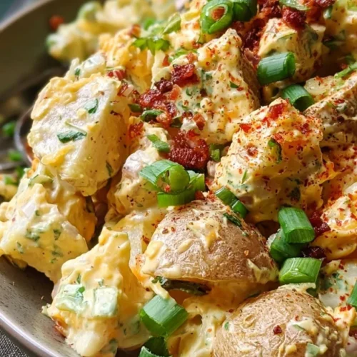 Cheesy Baked Potato Salad with Bacon 2 Cheesy Baked Potato Salad with Bacon
