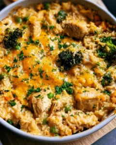 Cheesy Chicken Rice Casserole with Broccoli
