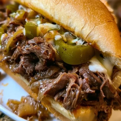 Chicago Style Italian Beef Sandwiches with Pepperoncini 2 Chicago Style Italian Beef Sandwiches with Pepperoncini