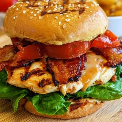 Buttermilk Grilled Chicken Club Sandwich 3 Buttermilk grilled chicken club sandwich with bacon, Swiss, lettuce, and tomato