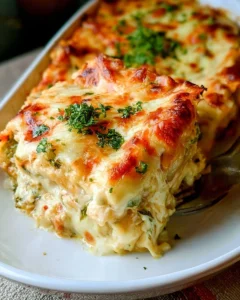 Cheesy Chicken Spinach Lasagna