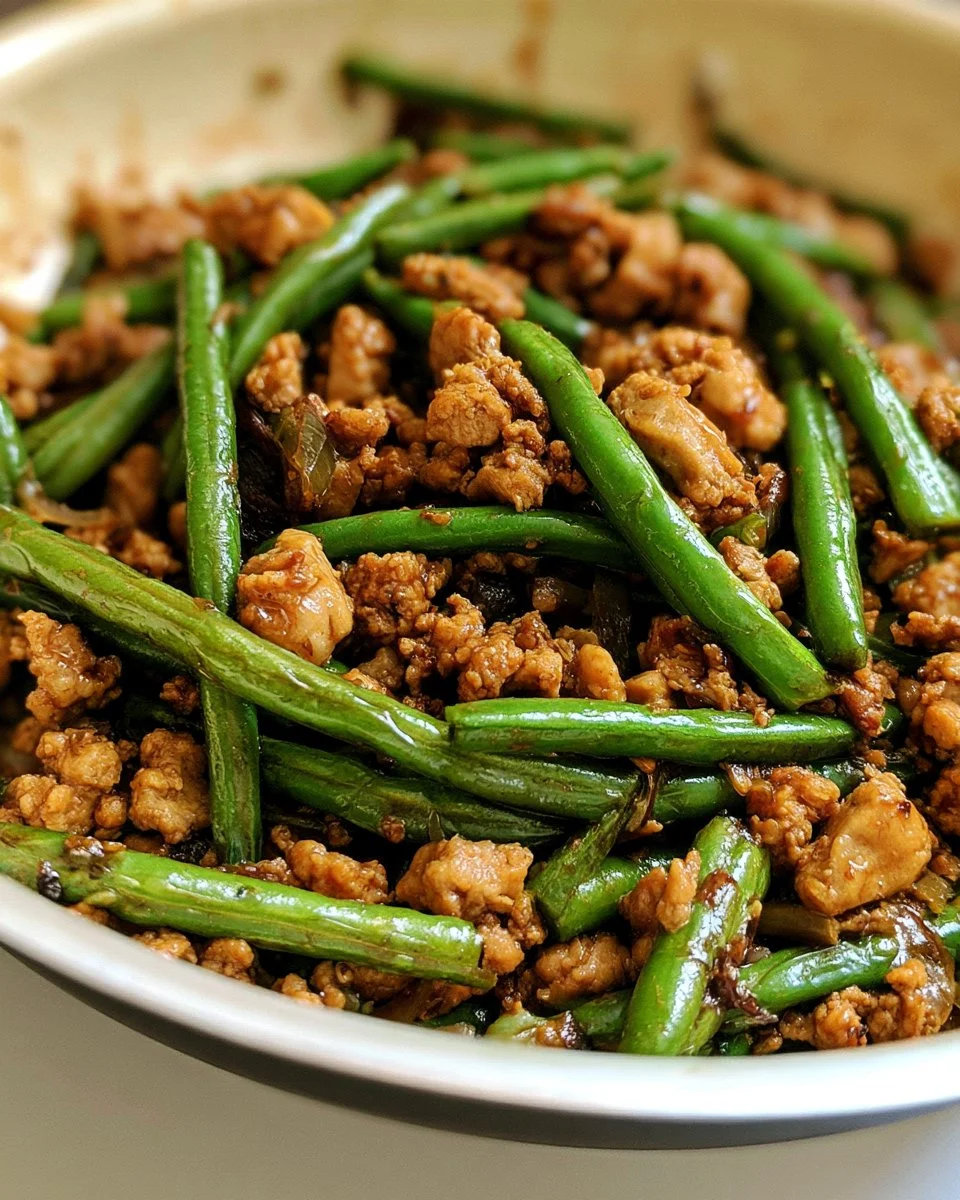 Chinese ground turkey and green bean stir-fry recipe for a healthy meal