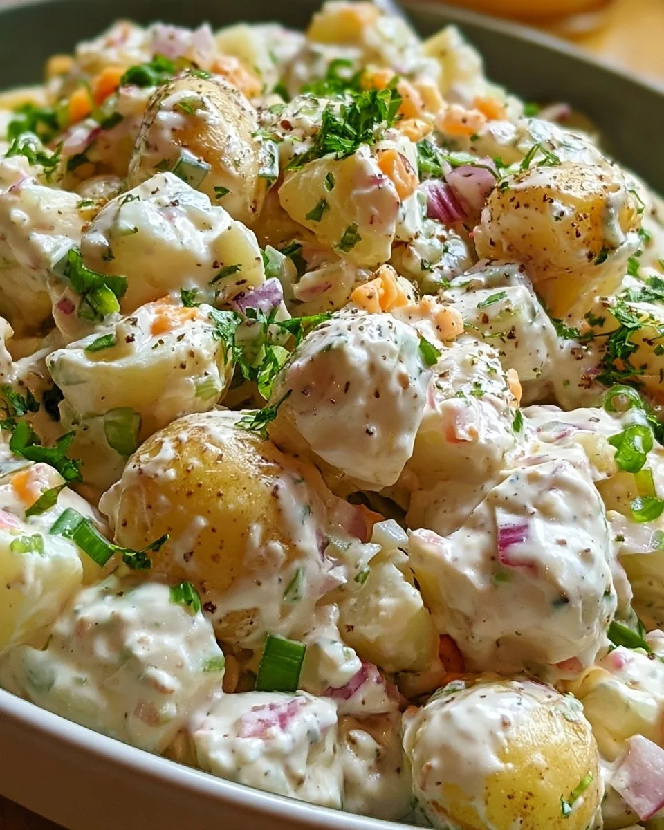 Classic Potato Salad with Eggs and Celery 1 Creamy classic potato salad with eggs and celery in a bowl