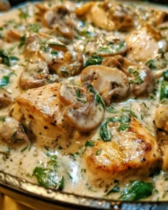 Creamy Chicken Mushroom Spinach Skillet