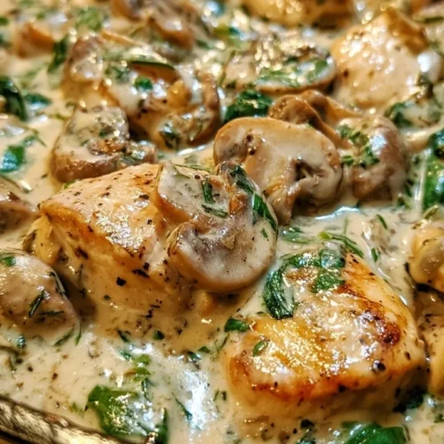 Creamy Chicken Mushroom Spinach Skillet 2 Creamy Chicken Mushroom Spinach Skillet