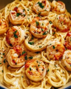 Creamy Garlic Butter Shrimp Spaghetti