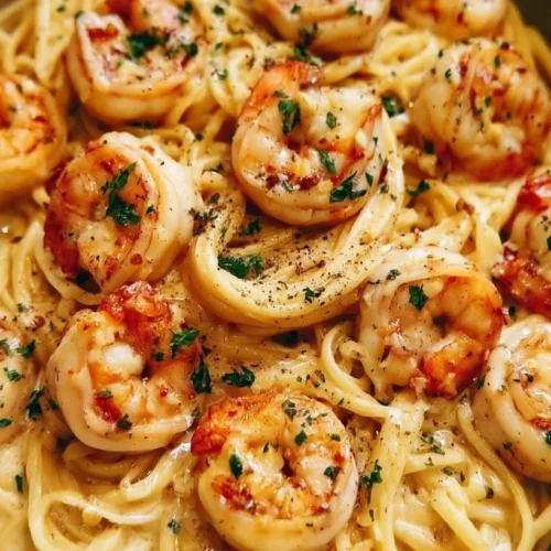 Creamy Garlic Butter Shrimp Spaghetti