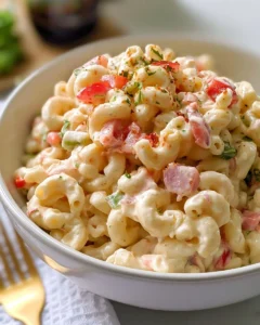 Creamy Macaroni Salad with Bell Peppers and Dijon