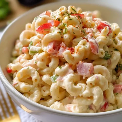 Creamy Macaroni Salad with Bell Peppers and Dijon