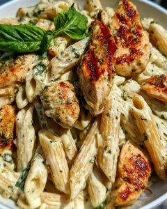 Creamy Pesto Chicken Penne with Spinach