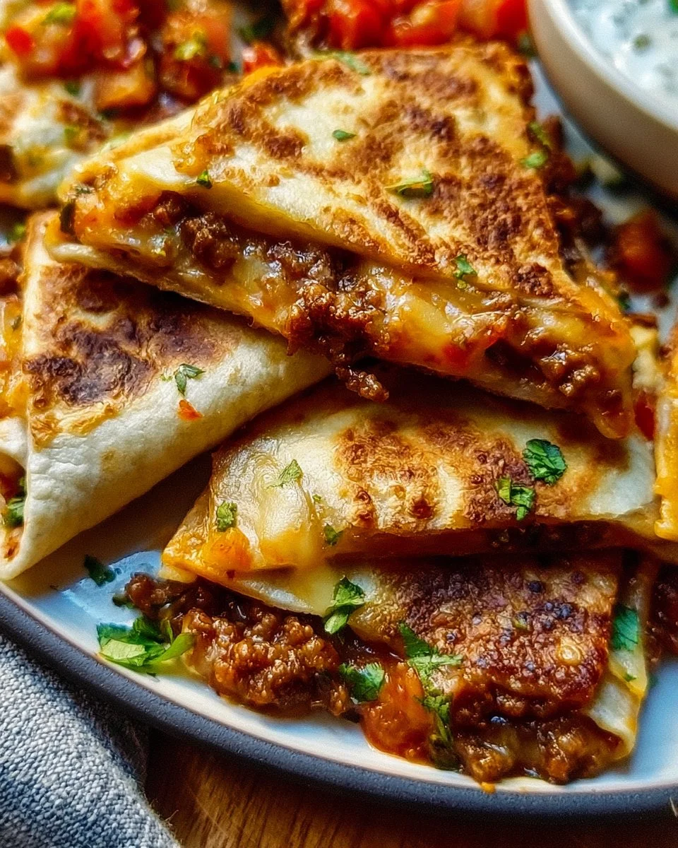 Crispy Ground Beef Quesadillas with Two Cheeses 5 Crispy Ground Beef Quesadillas with Two Cheeses