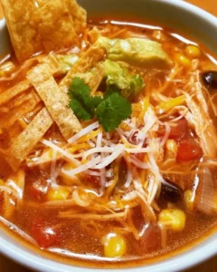 Crock Pot Chicken Tortilla Soup with Sweet Corn