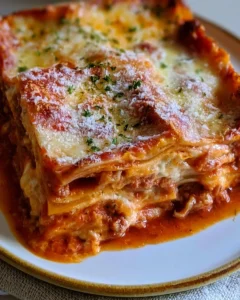 Easy Ground Beef Lasagna with Ricotta and Mozzarella
