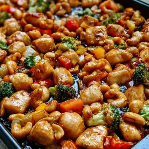 Sheet Pan Cashew Chicken with Broccoli and Peppers 2 Easy sheet pan cashew chicken recipe for quick weeknight dinners