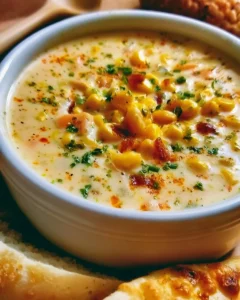 Fresh Corn Chowder with Corn Cob Stock and Bacon