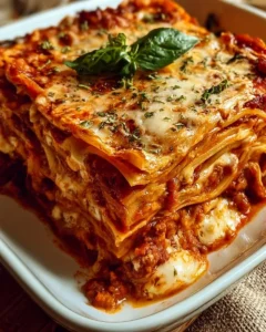 Garlic Basil Lasagna with Ricotta and Beef