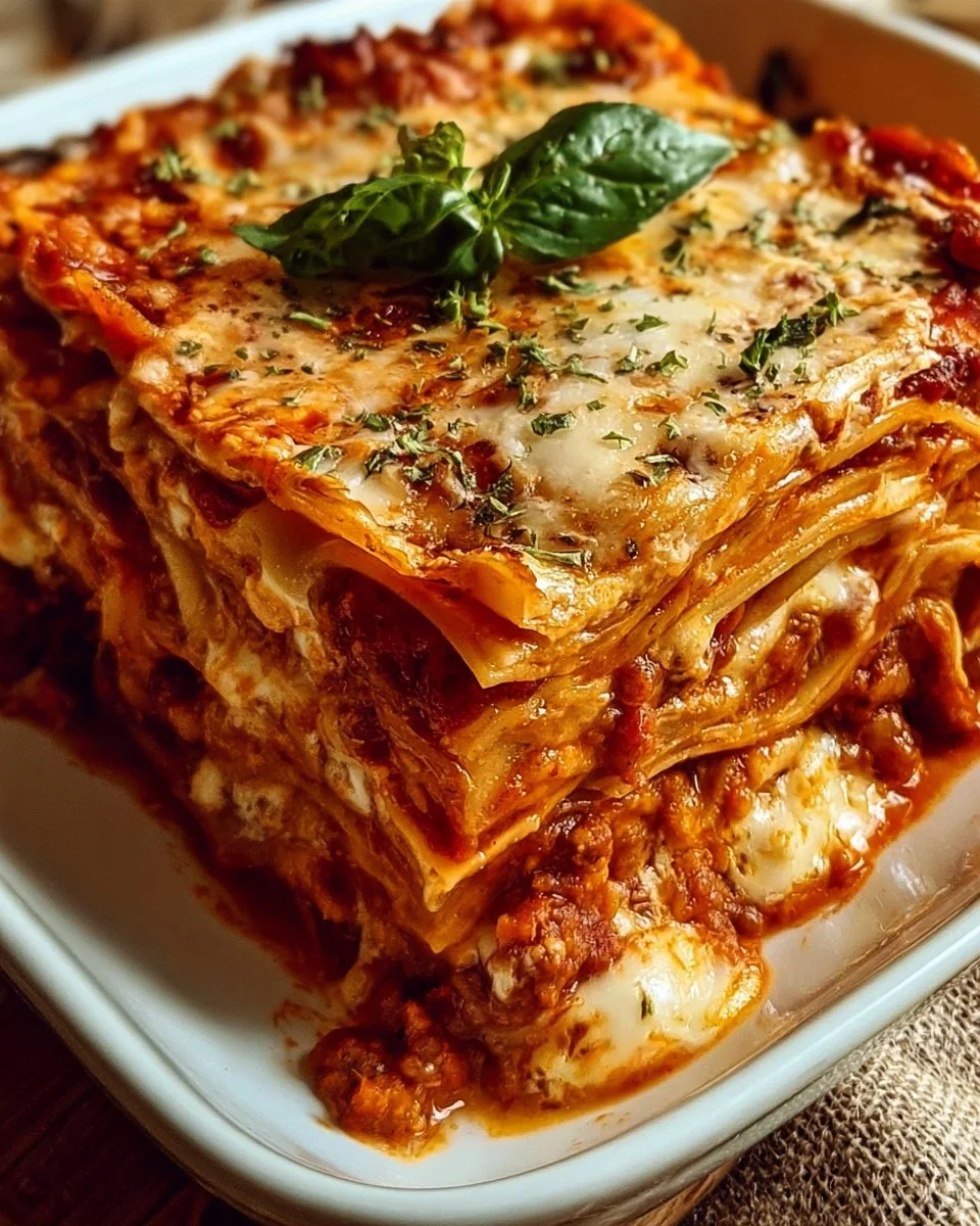 Garlic Basil Lasagna with Ricotta and Beef 1 Garlic Basil Lasagna with Ricotta and Beef