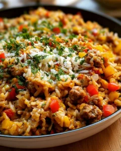 Ground Sausage and Rice Skillet