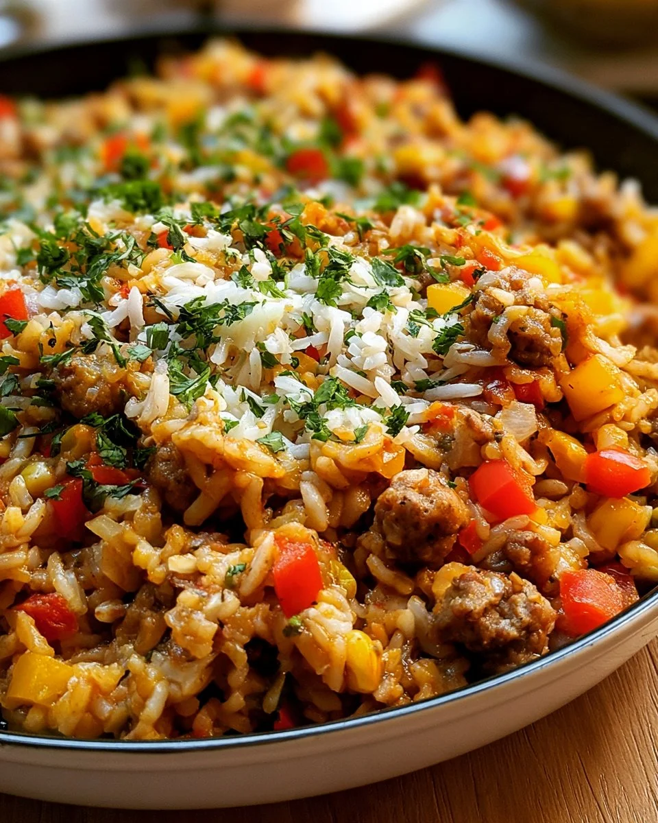 Ground Sausage and Rice Skillet 1 Ground Sausage and Rice Skillet