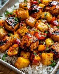 Hawaiian Chicken Sheet Pan recipe featuring colorful veggies and flavorful marinated chicken