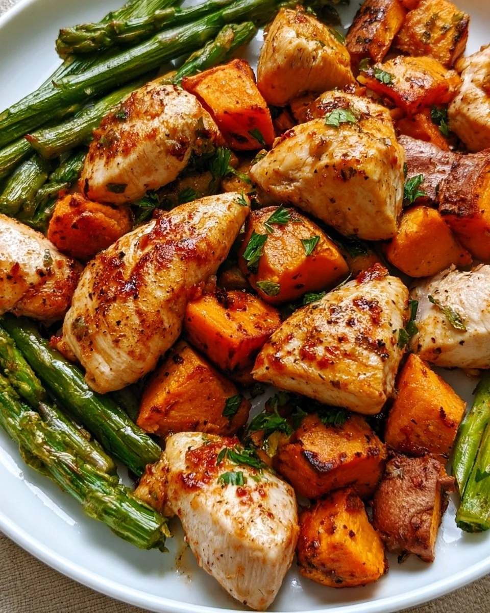 Healthy Chicken and Sweet Potato 5 Healthy chicken and sweet potato dish served on a plate