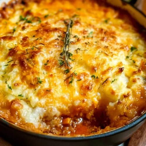 Healthy Shepherd's Pie with Cauliflower Mash 2 Healthy shepherd's pie in a skillet