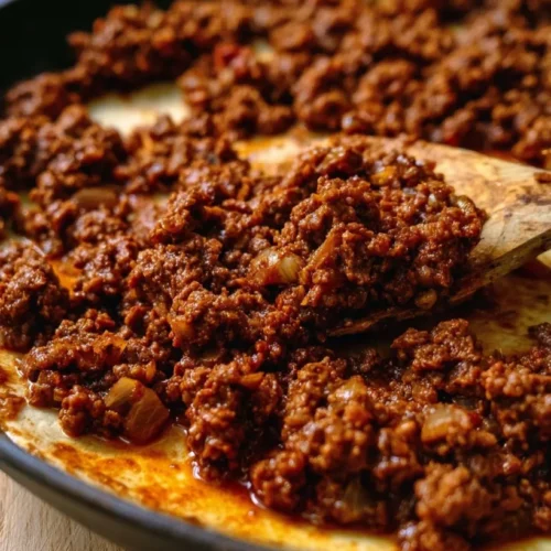 Homemade Taco Meat (30 Minutes, Meal-Prep Friendly) 3 Skillet of juicy homemade taco meat with spices and onions