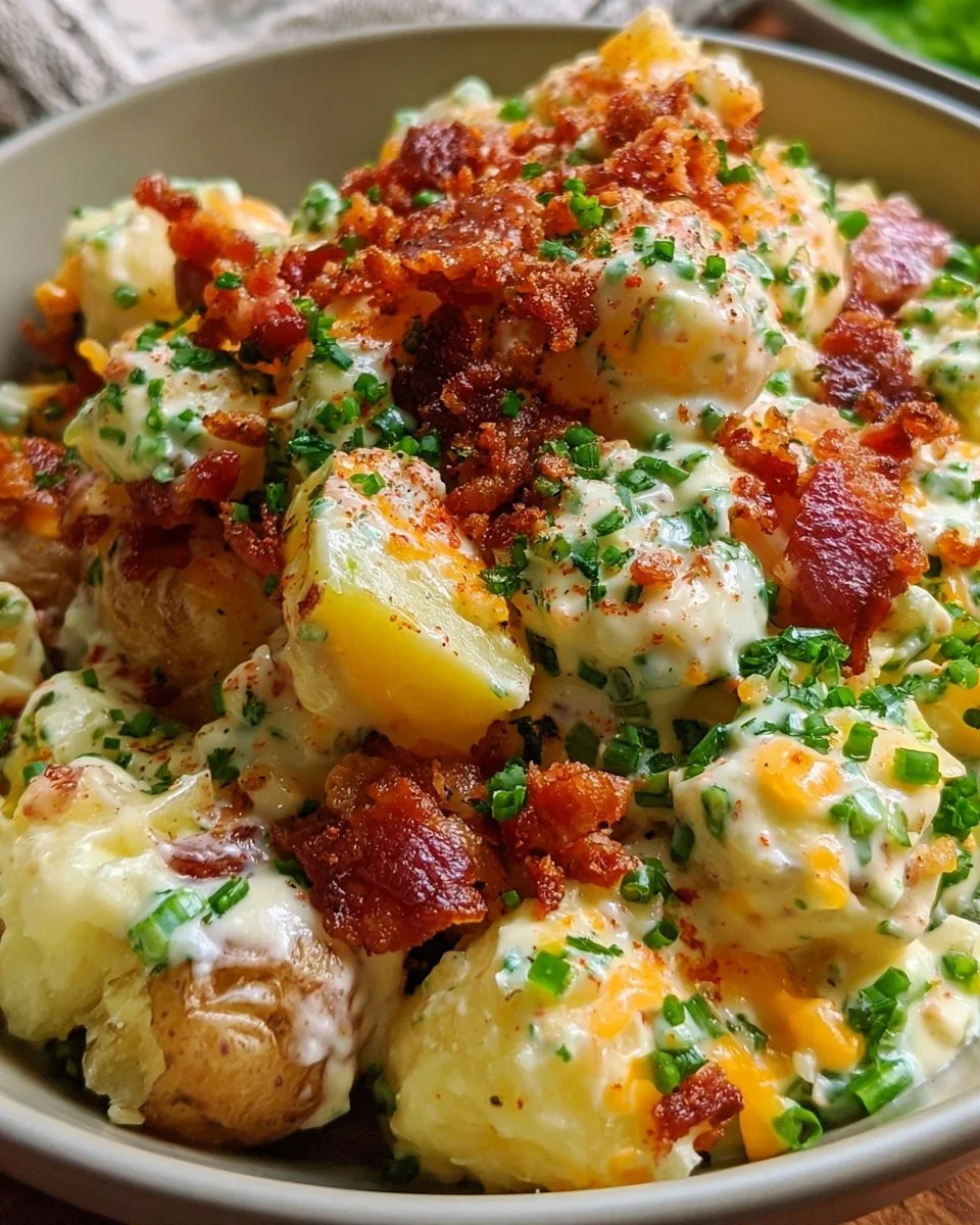 Loaded Potato Salad with Bacon and Cheddar 4 Loaded Potato Salad with Bacon and Cheddar