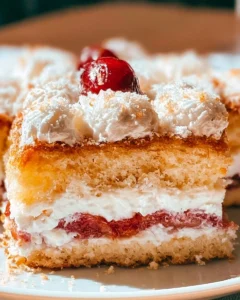 Louise Cake with Raspberry Jam and Coconut Meringue
