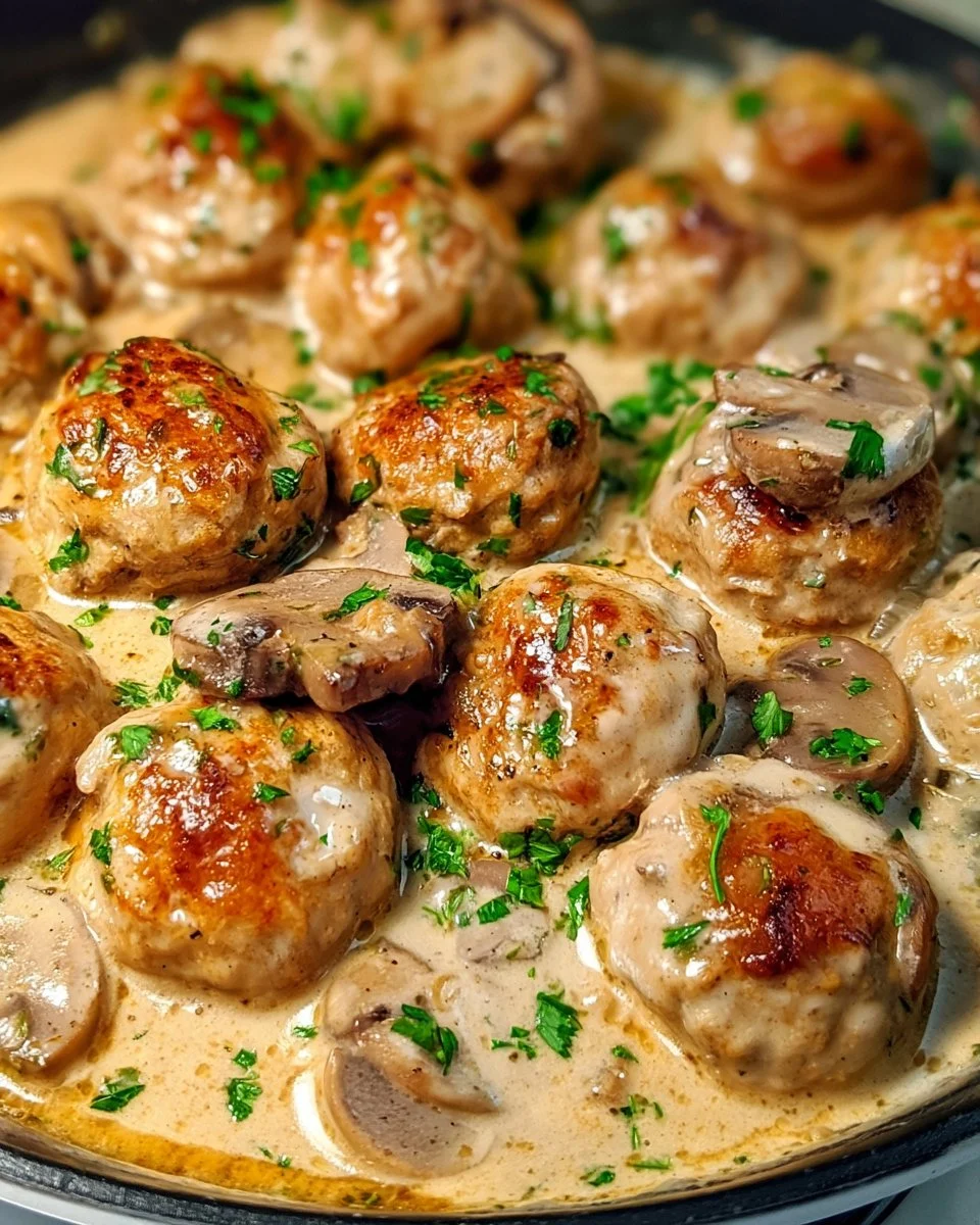 Creamy Mushroom Chicken Meatballs
