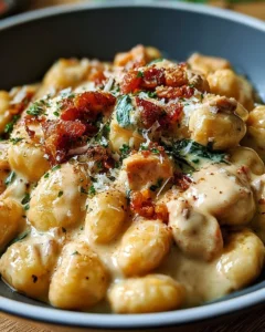 One Pan Crack Chicken Gnocchi with Bacon and Ranch