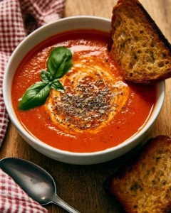Pantry Tomato Basil Soup with Canned Tomatoes