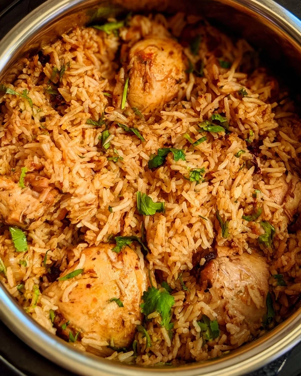 Pressure Cooker Chicken Thighs and Rice 7 Pressure Cooker Rice and Chicken cooked in a pot