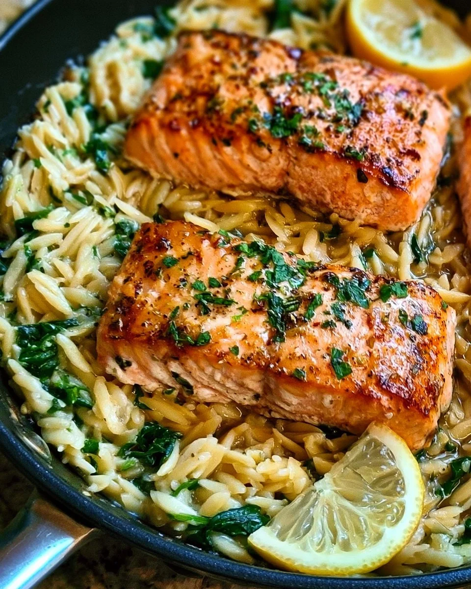 One Skillet Salmon with Lemon Orzo 1 One Skillet Salmon with Lemon Orzo