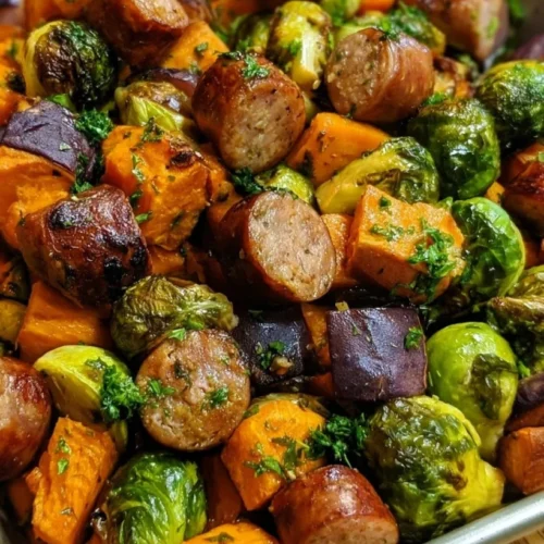 Sheet Pan Chicken Apple Sausage with Sweet Potatoes and Brussels Sprouts 2 Sheet Pan Chicken Apple Sausage with Sweet Potatoes and Brussels Sprouts