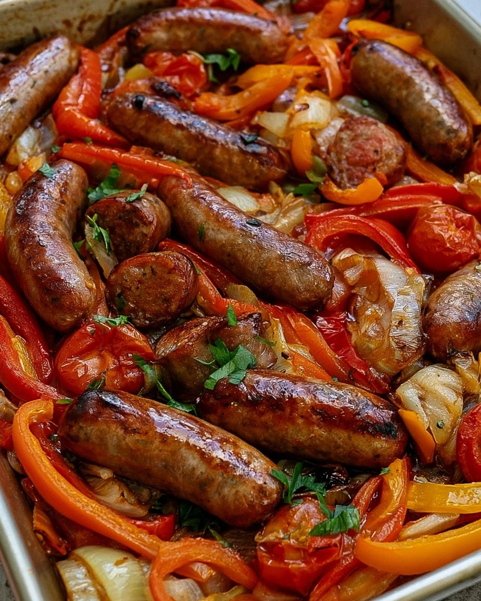 Sheet Pan Sausage and Peppers