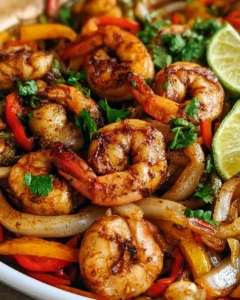 Skillet Shrimp Fajitas with Peppers and Onions
