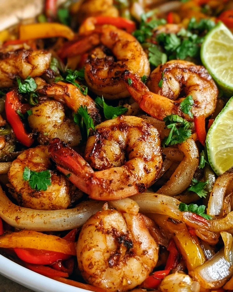 Skillet Shrimp Fajitas with Peppers and Onions 6 Skillet Shrimp Fajitas with Peppers and Onions