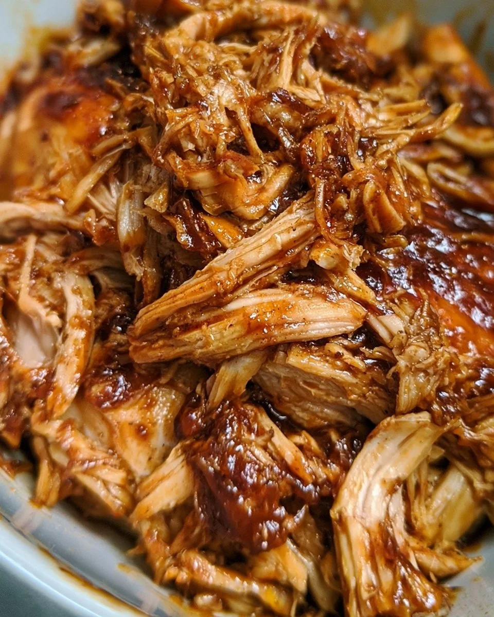 Slow Cooker BBQ Pulled Chicken Sandwiches 1 Slow Cooker BBQ Pulled Chicken served on a plate with coleslaw.