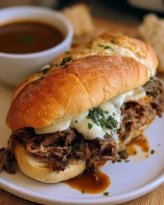 Slow Cooker French Dip Sandwiches with Provolone