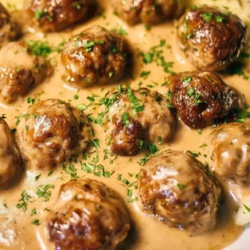 Swedish Meatballs with Creamy Gravy 2 Swedish meatballs in creamy gravy