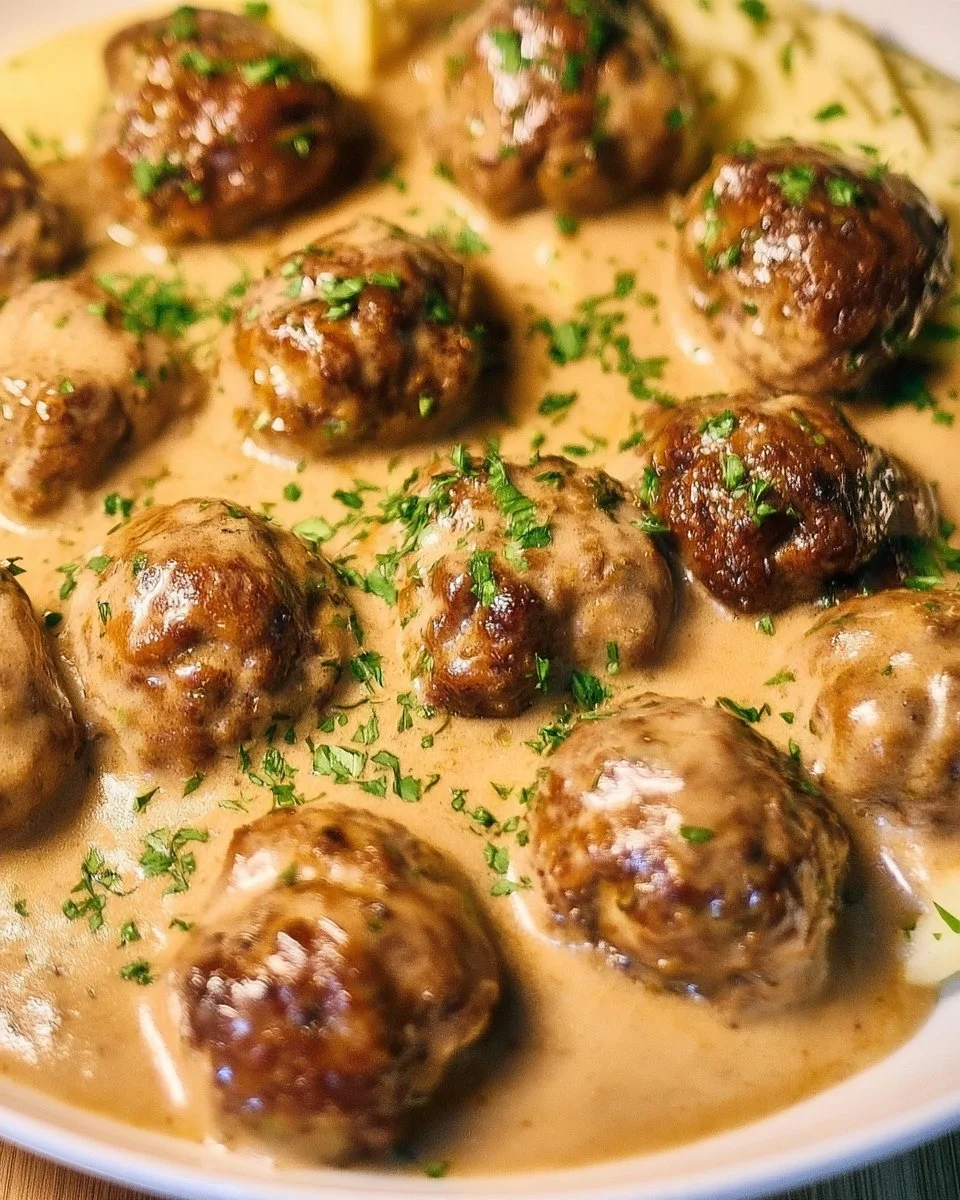 Swedish Meatballs with Creamy Gravy 4 Swedish meatballs in creamy gravy