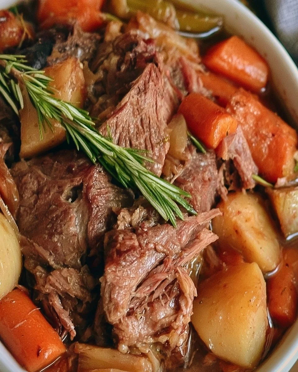 Three Packet Pot Roast with Vegetables 4 Three Packet Slow Cooker Pot Roast with Vegetables