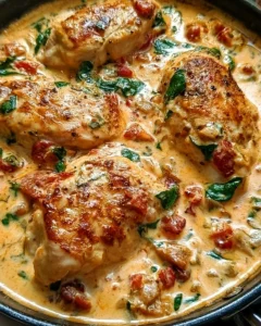 Creamy Tuscan Chicken Skillet with Sun-Dried Tomatoes
